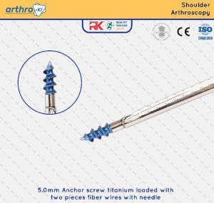 5.0mm Anchor screw titanium loaded with two pieces fiber wires with needle.