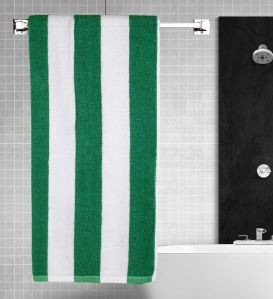 rekhas premium green white cabana cotton stripe unisex bath towel