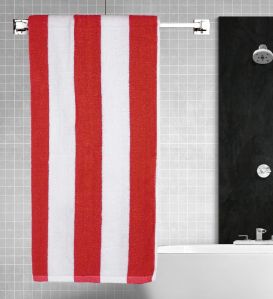 rekhas premium red white cabana cotton stripe unisex bath towel