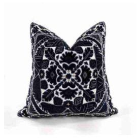 Applique Embroidered Blue & White Cushion Cover