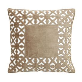 Applique Embroidered White & Beige Cushion Cover