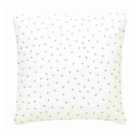 Cross Dot Quilt Embroidered White Cushion Cover