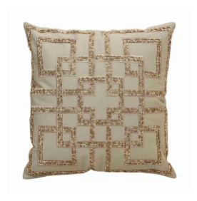 Hand Embroidered Beige Cushion Cover