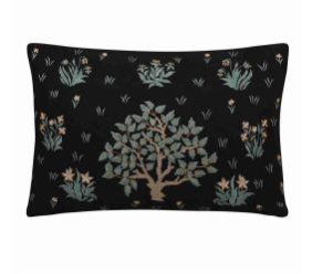Manual  Embroidered Black Rectangle Cushion Cover
