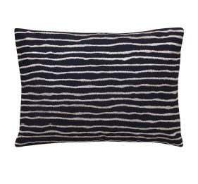 Manual  Embroidered Navy Blue Cushion Cover