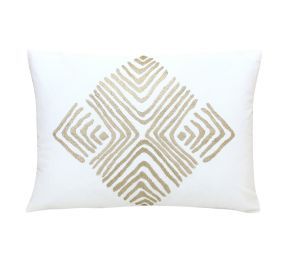 Phulkari Dori Embroidered White Rectangle Cushion Cover