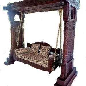 Brown Hand Carved Indian Elephant Swing, For Garden.Home, Hotel, Style : Modern