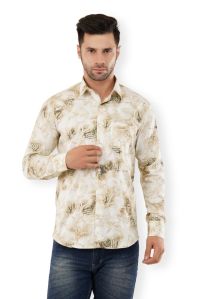 NUTTY BROWN ABSTRACT PRINTED CASUAL SHIRT