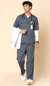 Knya Active Mens Heather Grey 5-Pocket Scrub Suit