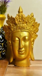 Decorative Polyresin Lord Taj Buddha Head Idol