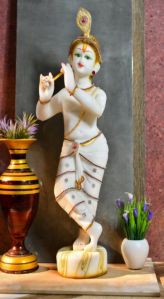 Standing Marble Krishna Statue