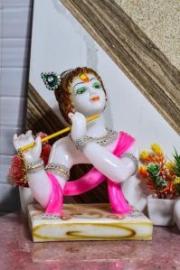 White Decorative Marble Krishna Statue
