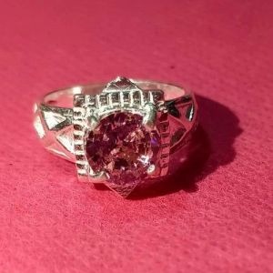 Light Pink Gemstone Ladies Silver Ring
