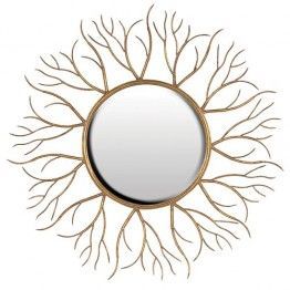 Iron Frame Sunburst Round Mirror