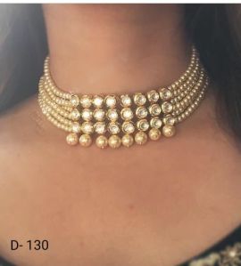 Golden Pearl Kundan Choker Necklace