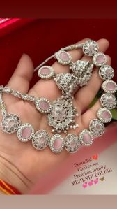 d 36 pink rhodium necklace set