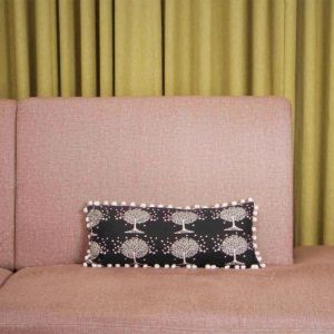 Black Pompom Khadi Cotton Pillow Cover