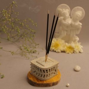 soapstone incense holder floral carving