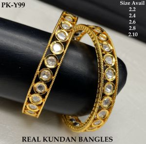 Gold Plated Real Kundan Bangles