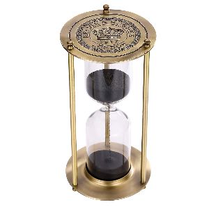 brass sand timer gold and black