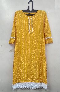 Heavy rayon lace with button kurti