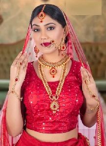 Red and Golden Kundan Bridal Jewellery Set