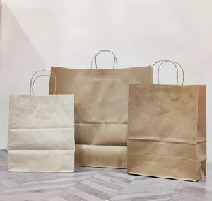 White Printed Loop Handle Paper Bag For Shopping Capacity 5 Kg