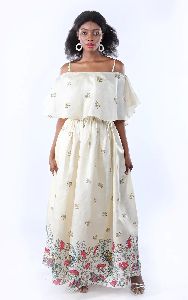 Ladies Tussar Silk Printed Dress