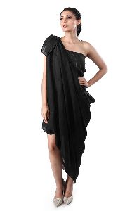Ladies Tussar Zari Silk 2 in 1 Dress