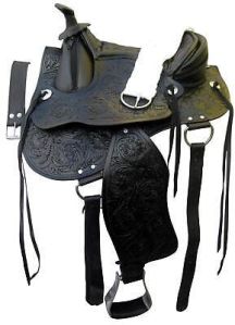 Western Leather Treeless Black Saddle