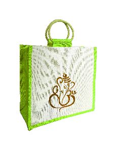 elegant green color personalized jute wedding favor bags