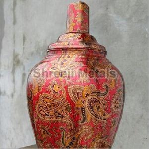 Printed Copper Urn With Glass