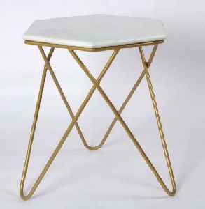 Iron Table with Marble Top