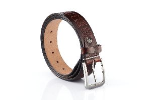 Croco Print Oil Pull Up Leather Belt