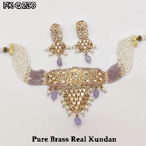 Pure Brass Real Kundan Choker Set