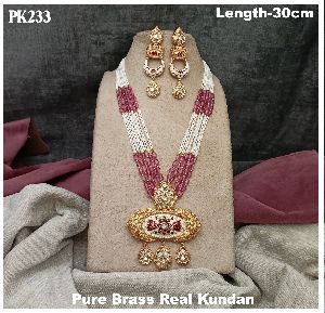 Pure Brass Real Kundan Long Necklace