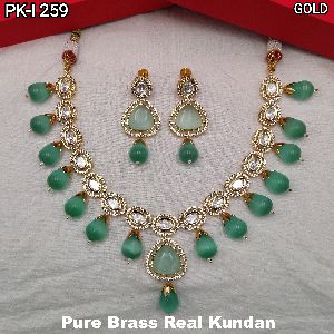 Real Kundan Pure Brass Necklace Set