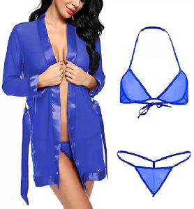 royal blue net k2 robe babydoll dress
