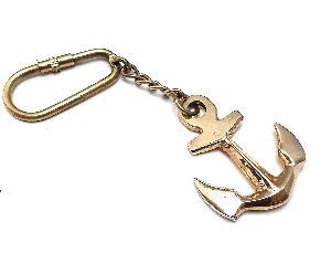 brass ship anchor keychain
