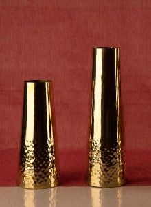Hammered Brass Flower Vase Holder