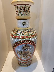 Hand Painted Royal Elephant Marble Flower Vase