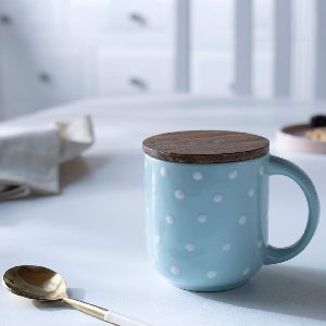 lid blue ceramic mug