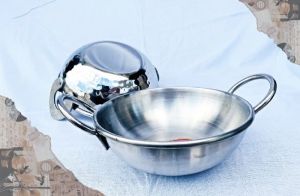 Silver Steel Kadai, Capacity : 10-15ltr