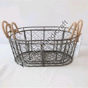 Iron Rattan Basket with Handle