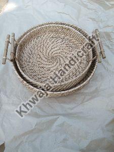 Round Rattan Basket with Handle