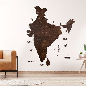 3D Wooden India Map Espresso