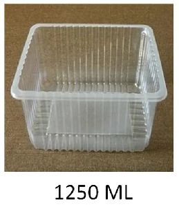 1250ml Transparent Rectangular Plastic Container