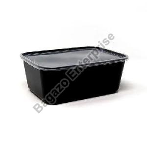 1250ml Black Rectangular Plastic Container