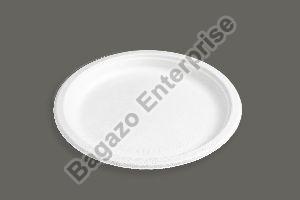 White Bagasse Plain Round Disposable Plate