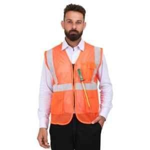 Polyester Orange Safety Reflective Vest Jacket 